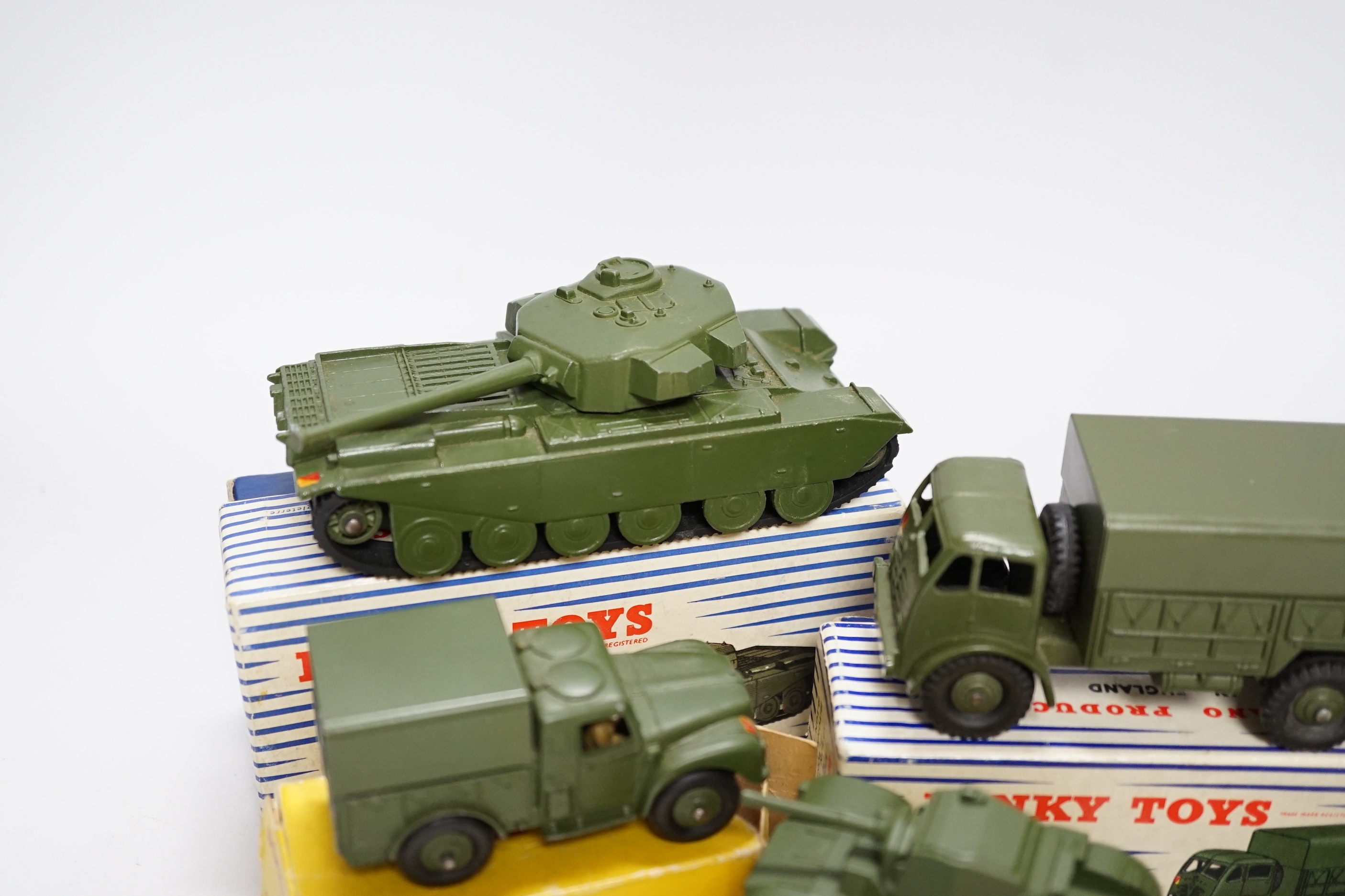 Eleven boxed military Dinky Toys